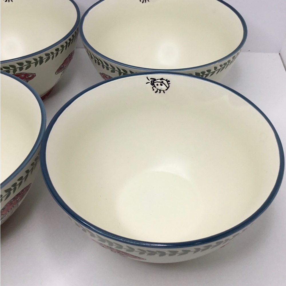 4 Cereal Bowls 
Spectrum Ceramic 6” Mushroom New Red and White Lady Bees - Picture 6 of 10